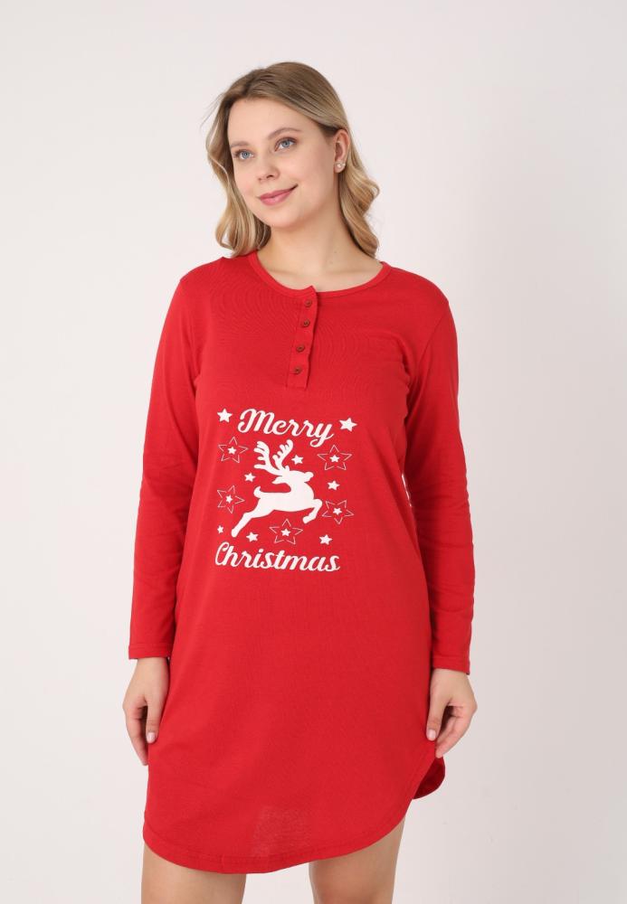 Camasa de noapte Craciun,Imprimeu Ren,En-gros